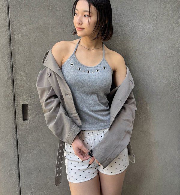  「カップ付きアイレットホルターキャミ」|キャミソール|