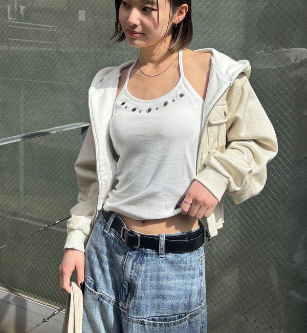  「カップ付きアイレットホルターキャミ」|キャミソール|