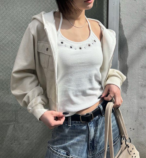  「カップ付きアイレットホルターキャミ」|キャミソール|