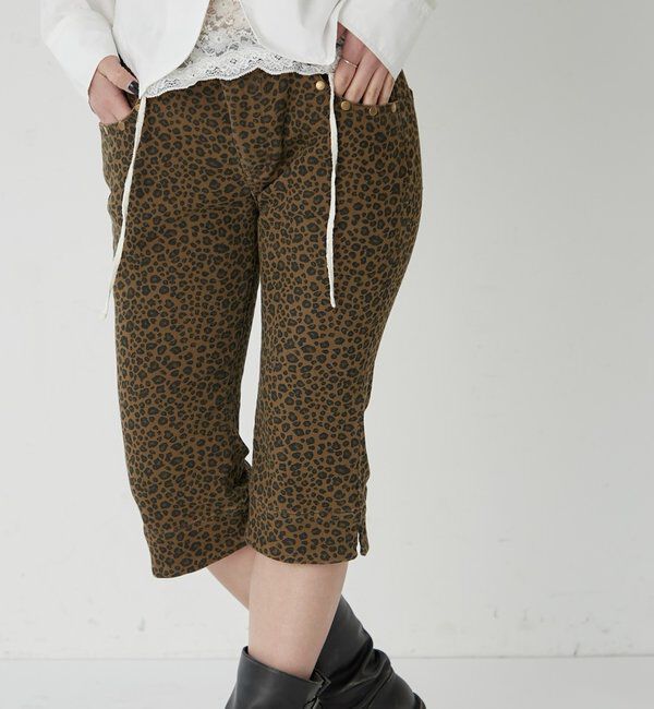  「ストレッチスタッズカプリパンツ」|チノ|ブラウン