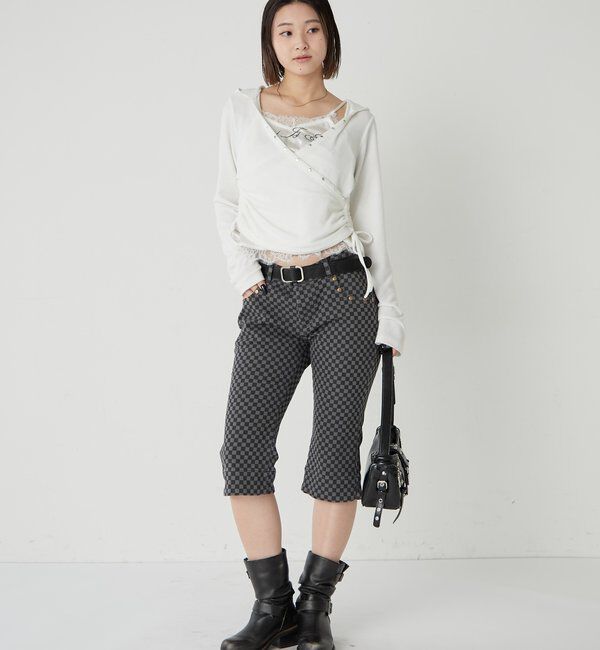  「ストレッチスタッズカプリパンツ」|チノ|