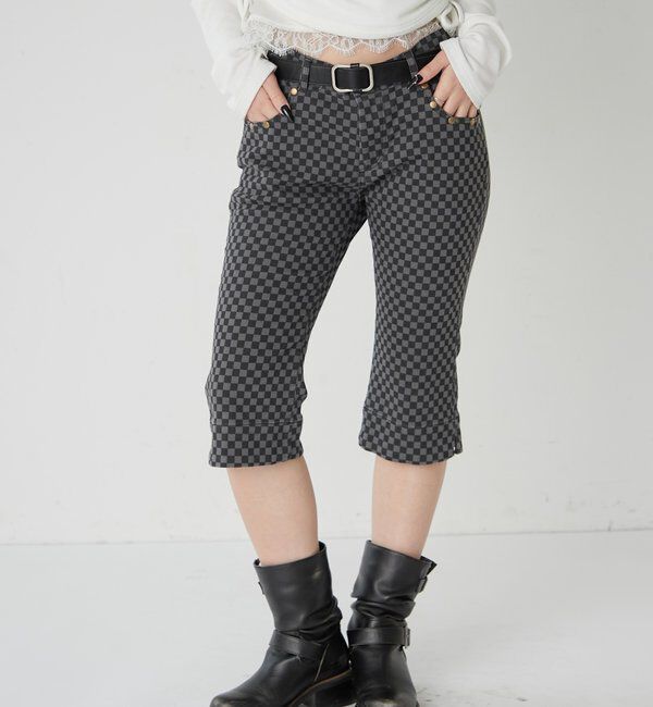  「ストレッチスタッズカプリパンツ」|チノ|