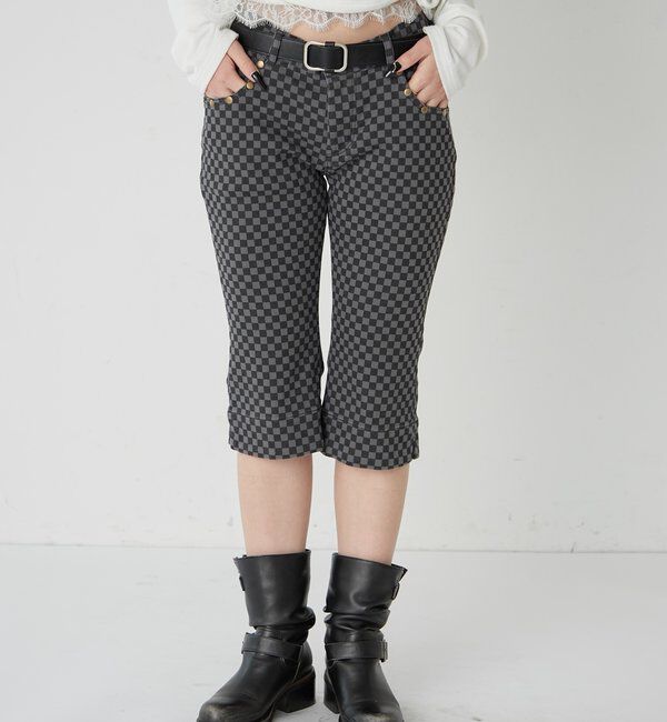  「ストレッチスタッズカプリパンツ」|チノ|