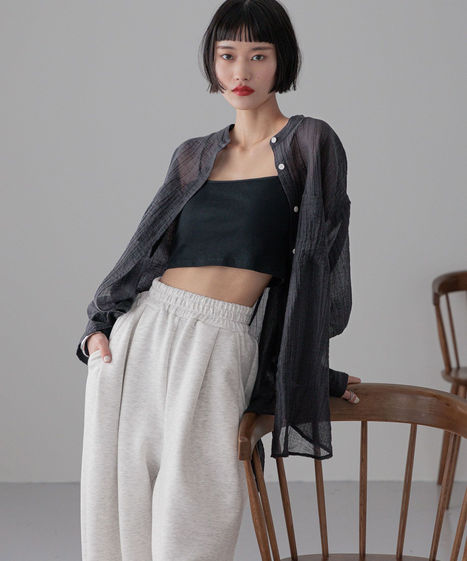 LOWRYS FARM「バンドシアーシャツＬＳ」|シャツ・ブラウス|