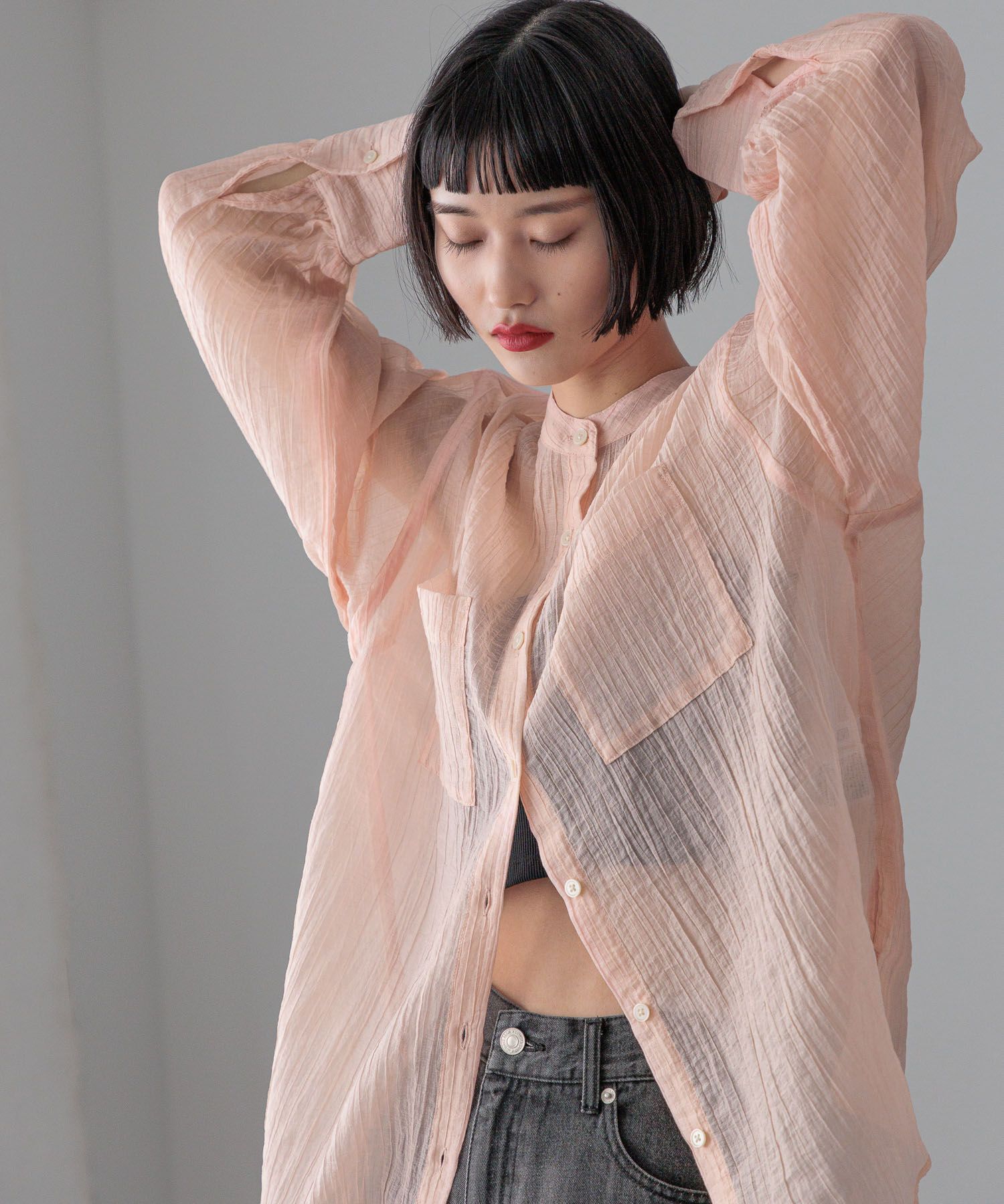 LOWRYS FARM「バンドシアーシャツＬＳ」|シャツ・ブラウス|