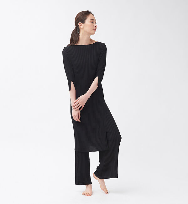 qualite「【WEB・一部店舗限定】《セットアップ対応》リブニットロングプルオーバー」|ニット・セーター|