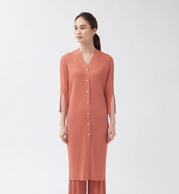 qualite「【WEB・一部店舗限定】《セットアップ対応》リブニットロングカーディガン」|カーディガン|