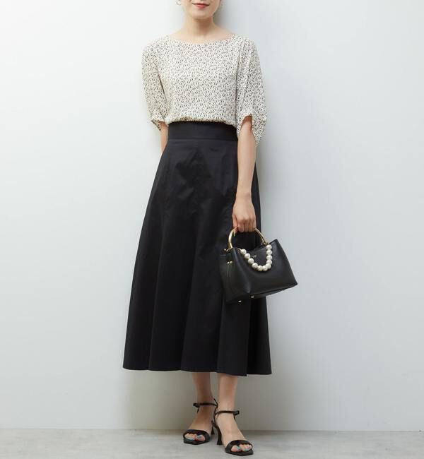 TIARA「モノトーンリーフプリントドルマンブラウス」|シャツ・ブラウス|