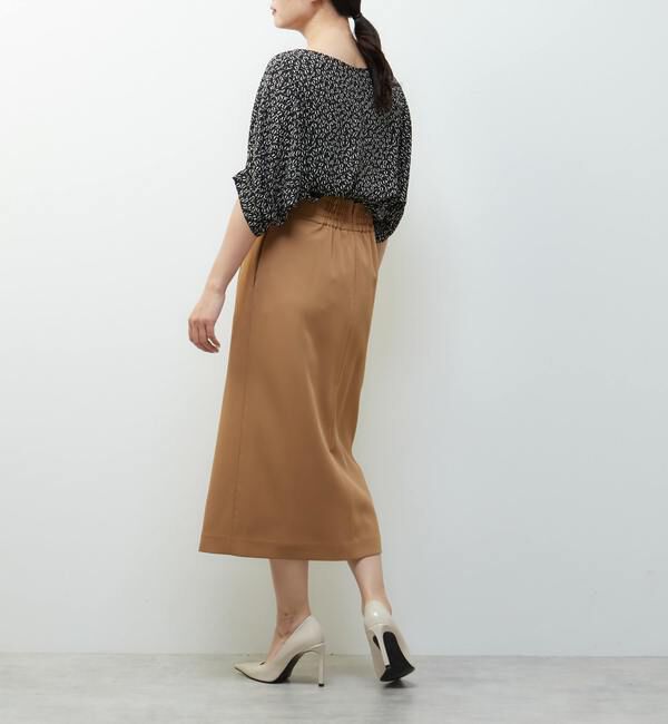 TIARA「モノトーンリーフプリントドルマンブラウス」|シャツ・ブラウス|