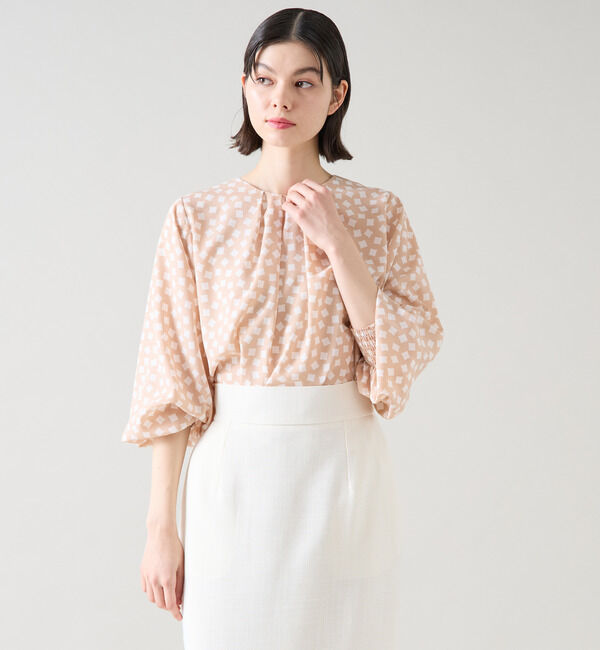 TIARA「ランダムスクエアプリントブラウス」|シャツ・ブラウス|