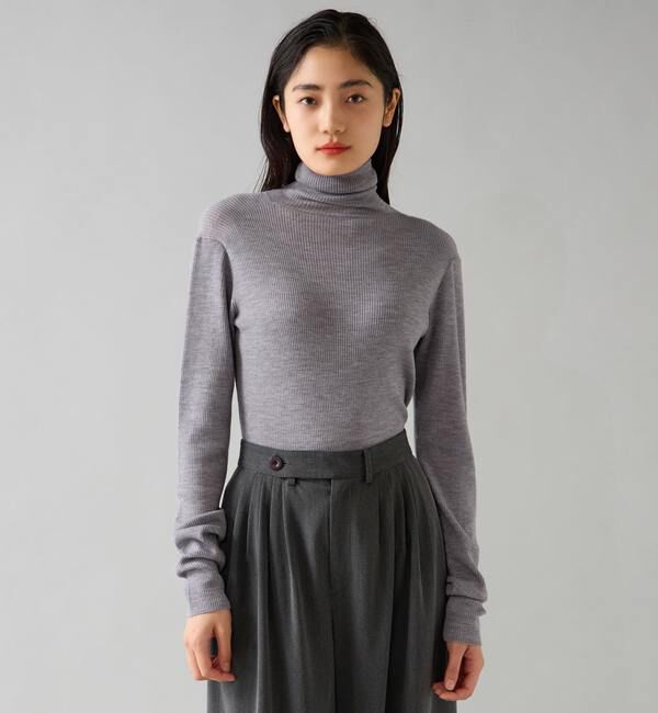 TIARA「ハイゲージリブニット」|ニット・セーター|杢グレー