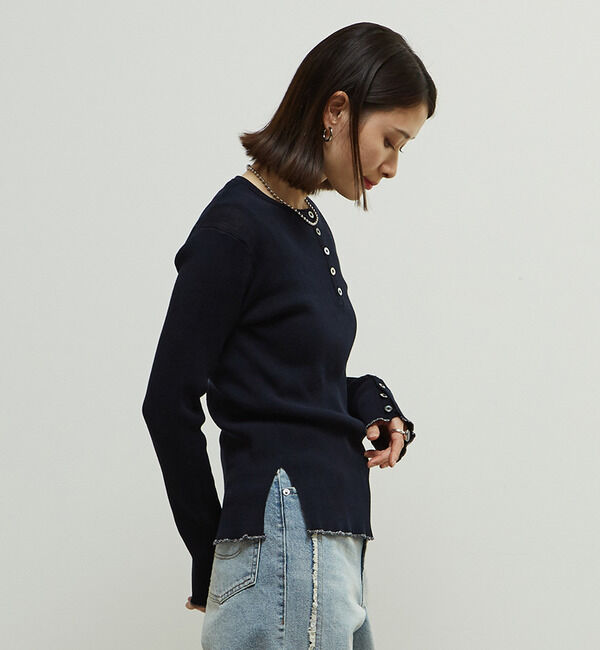 Soffitto「リブ編みヘンリーネックリブニット」|ニット・セーター|