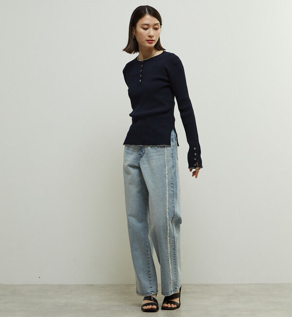 Soffitto「リブ編みヘンリーネックリブニット」|ニット・セーター|