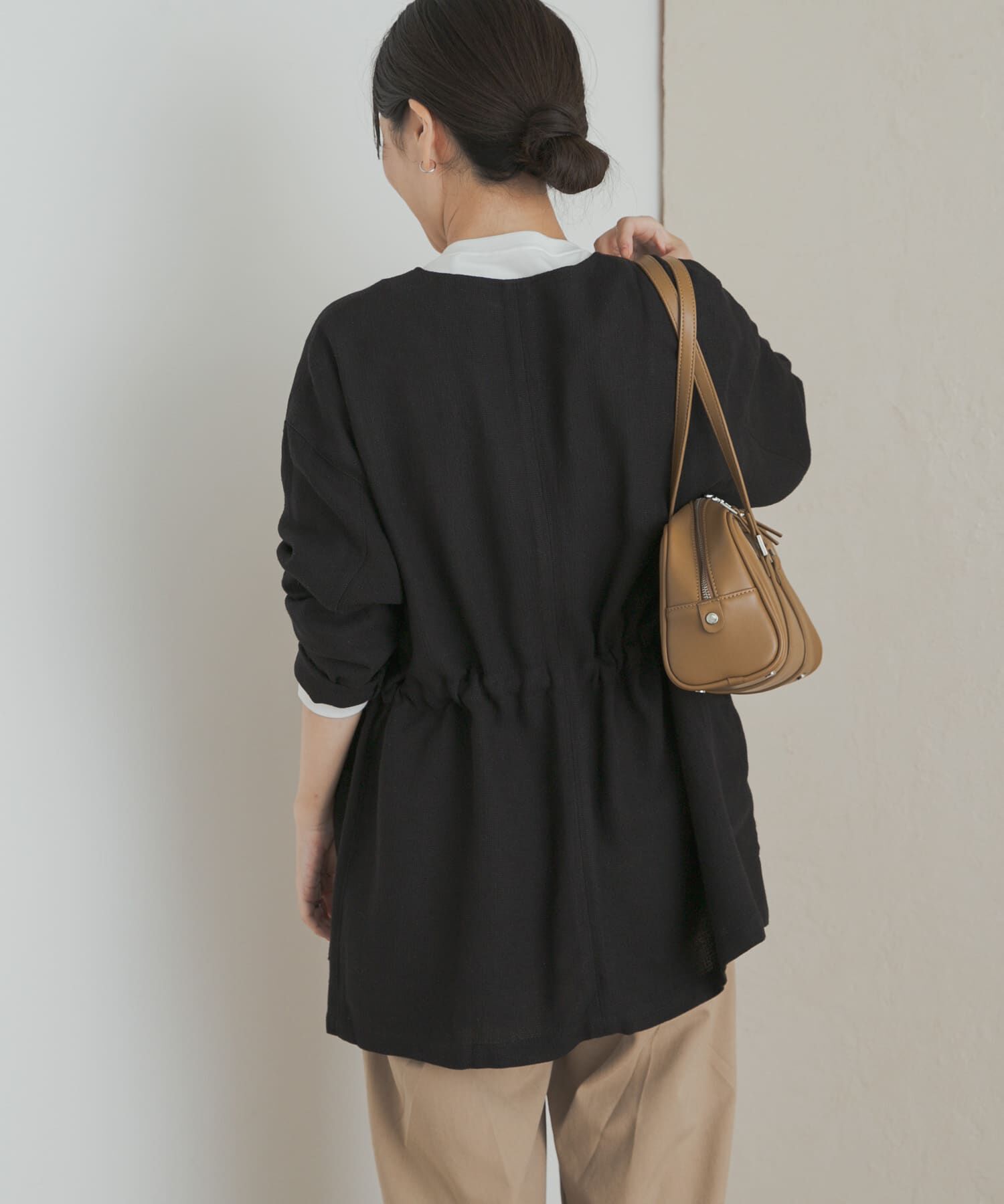 URBAN RESEARCH DOORS「ウエストドロストジャケット」|ノーカラーコート|