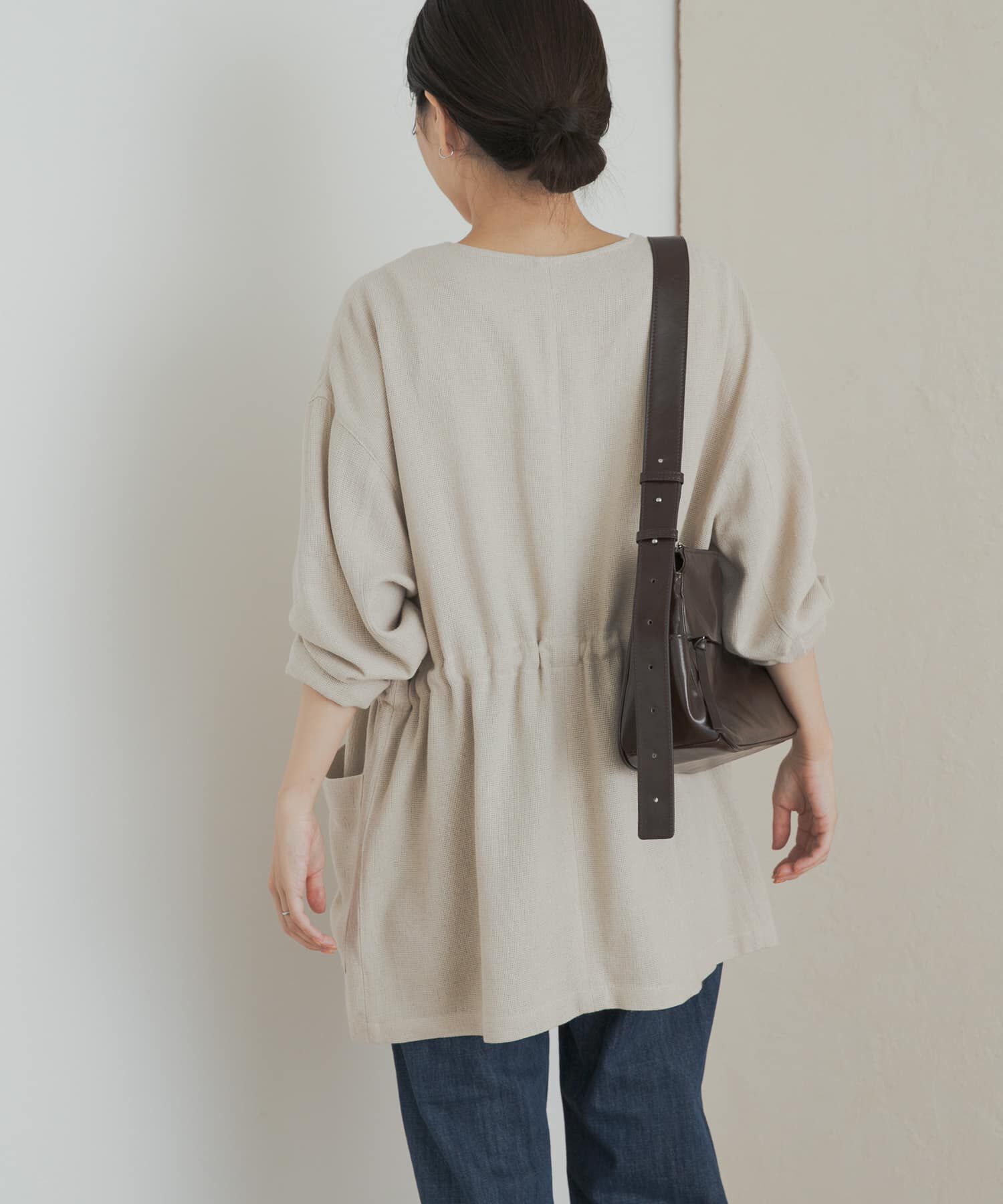 URBAN RESEARCH DOORS「ウエストドロストジャケット」|ノーカラーコート|