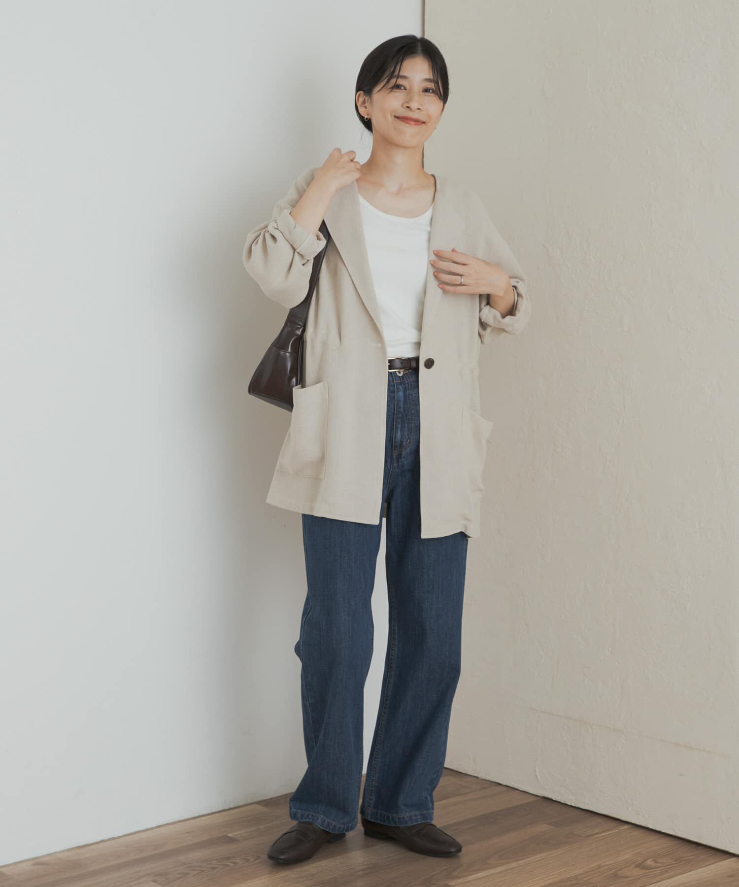 URBAN RESEARCH DOORS「ウエストドロストジャケット」|ノーカラーコート|