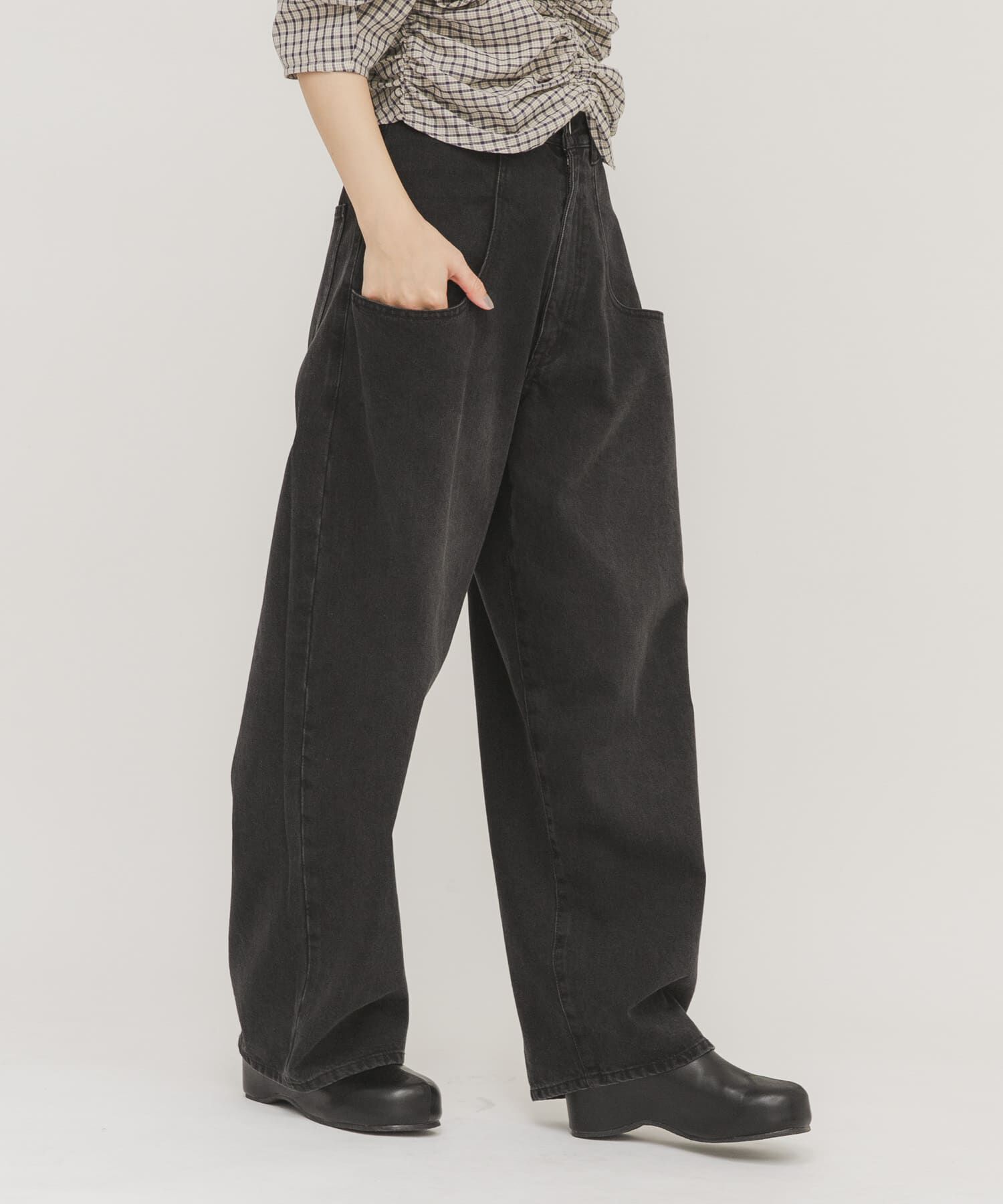  「『3サイズ展開』BIGポケットデザインデニム」|デニム|ブラック