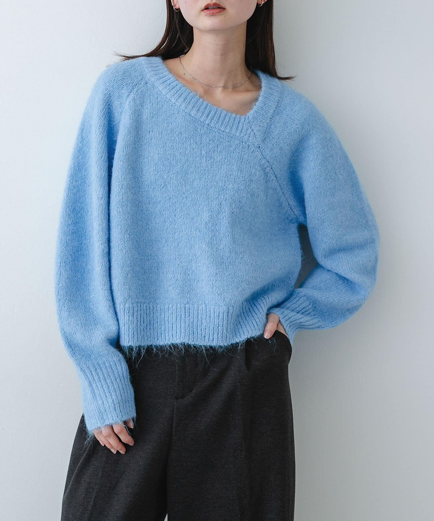 SENSE OF PLACE by URBAN RESEARCH「アシメネックニット」|ニット・セーター|ライトブルー