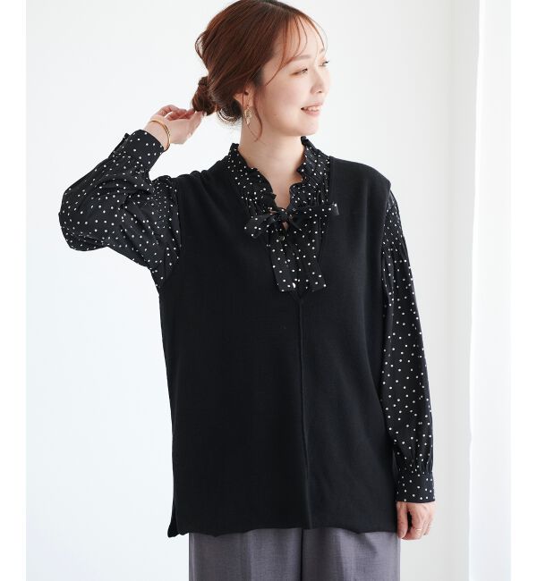 le.coeur blanc「ハーフミラノリブニットベスト」|ニット・セーター|