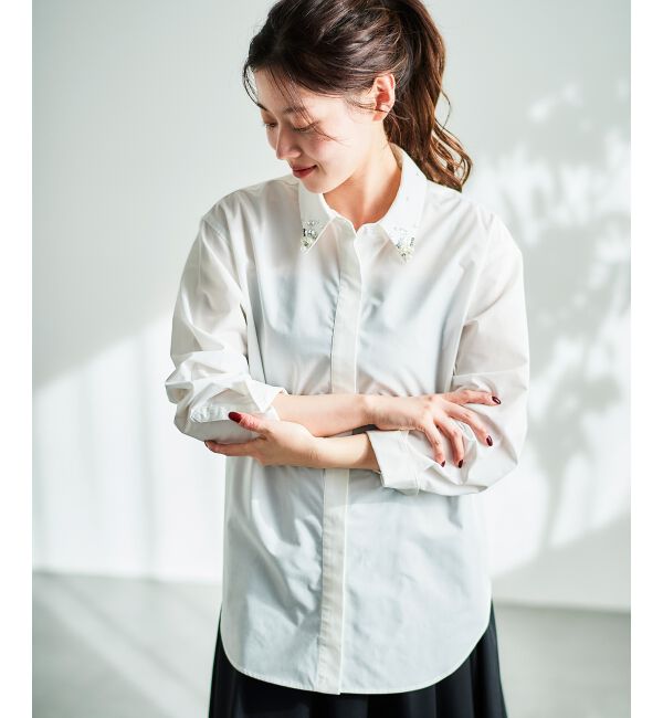 le.coeur blanc「《手洗い可能》ビジューカラーシャツ」|シャツ・ブラウス|