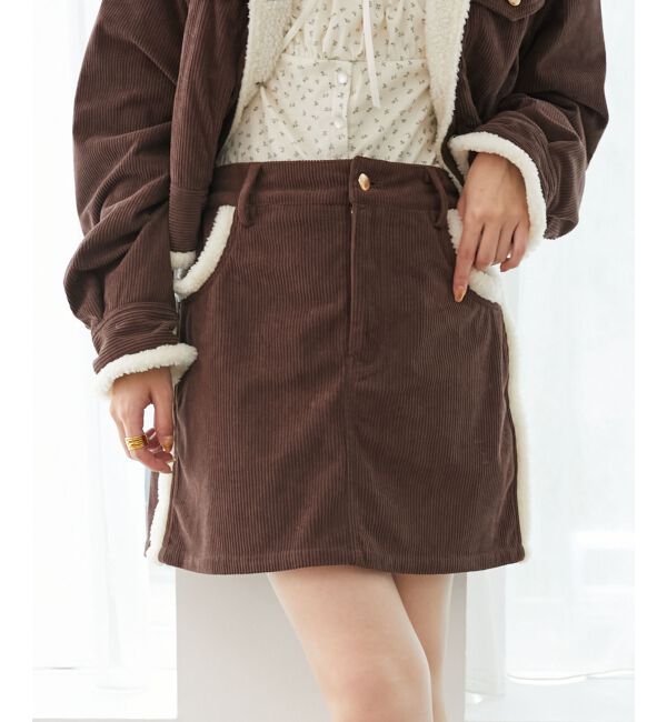  「ボアトリムミニスカパン」|スカート|ブラウン