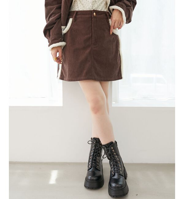  「ボアトリムミニスカパン」|スカート|