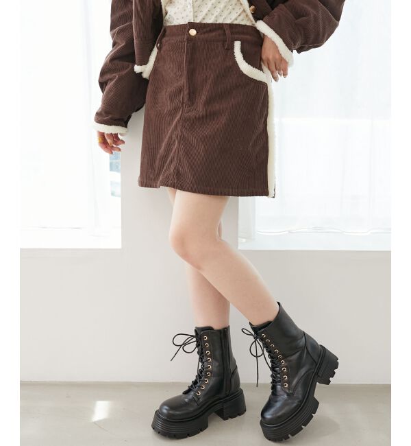  「ボアトリムミニスカパン」|スカート|