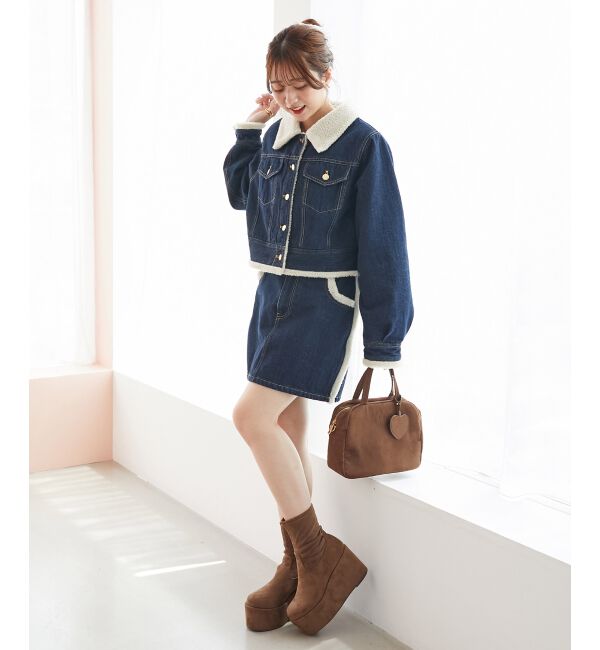  「ボアトリムミニスカパン」|スカート|