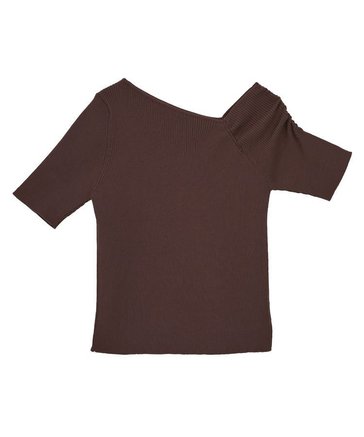 earth music&ecology「アシメネックリブニットプルオーバー」|ニット・セーター|