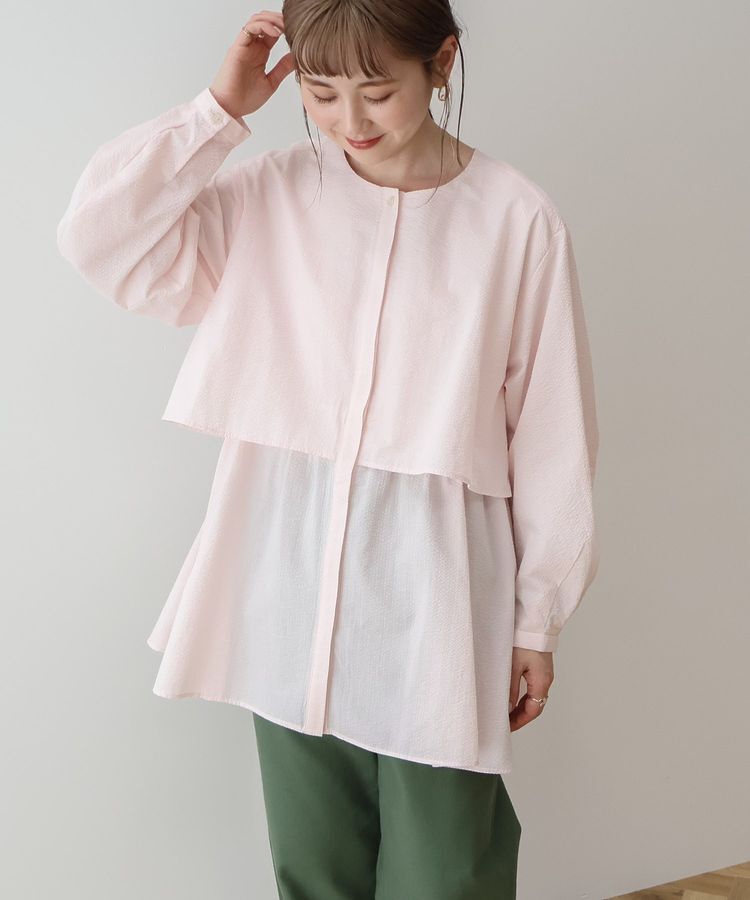 AMERICAN HOLIC「サッカーティアードロングブラウス/チュニック」|シャツ・ブラウス|Pink