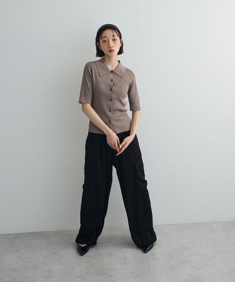 AnriettMusee「ポロ襟5分袖リブニット」|ニット・セーター|