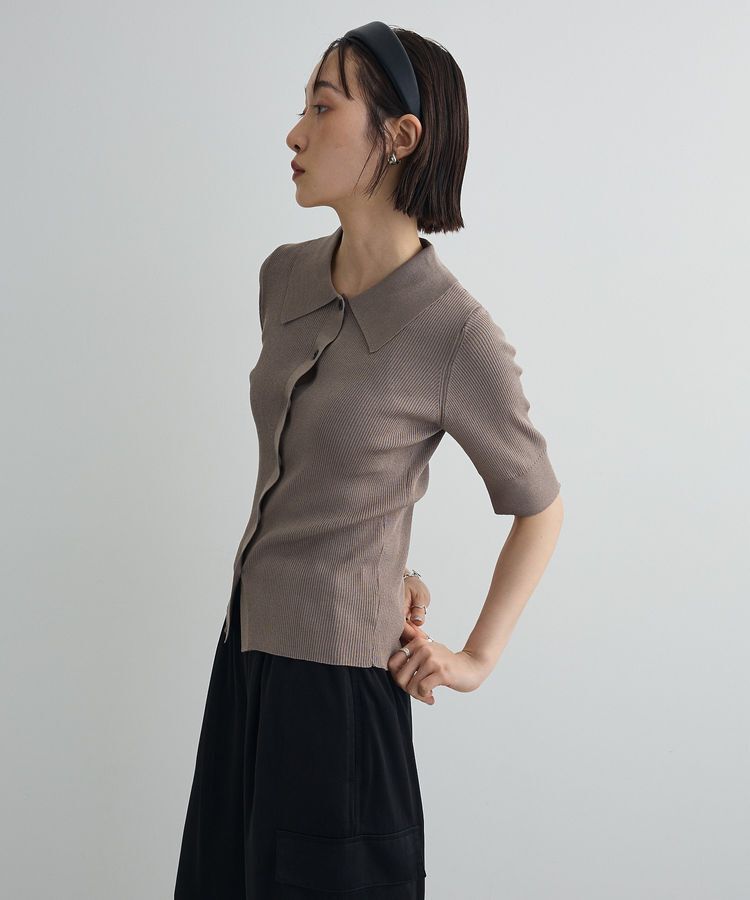 AnriettMusee「ポロ襟5分袖リブニット」|ニット・セーター|
