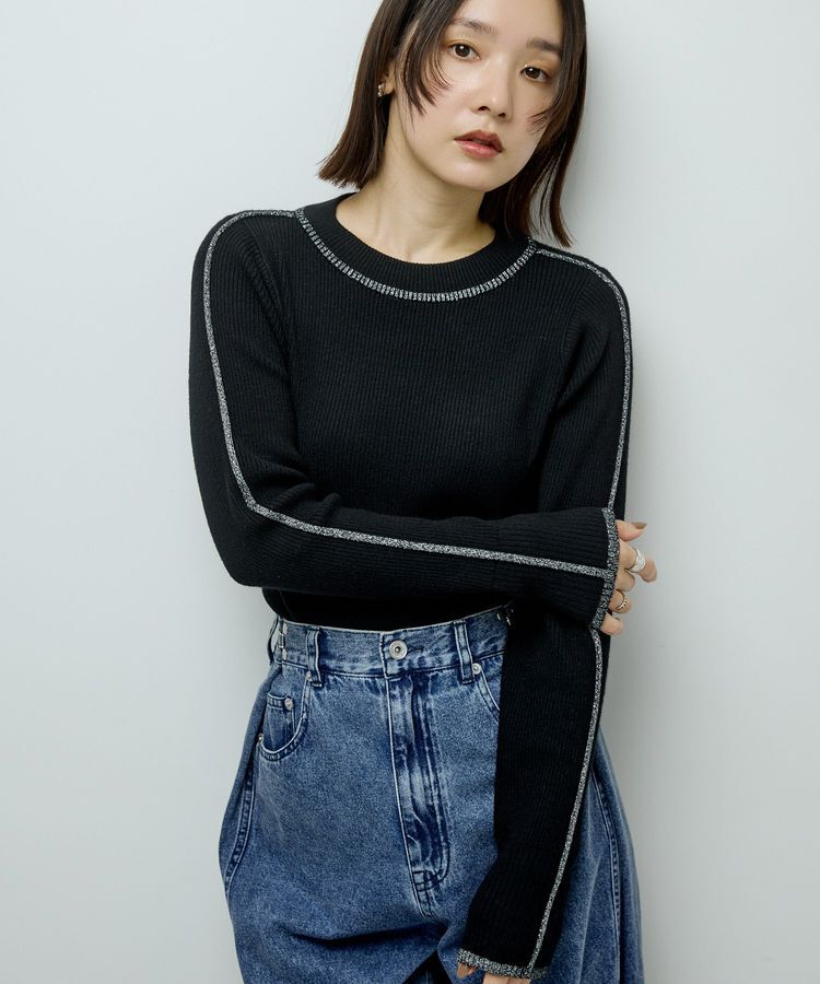 Green Parks「ラメライン入りリブニットプルオーバー」|ニット・セーター|