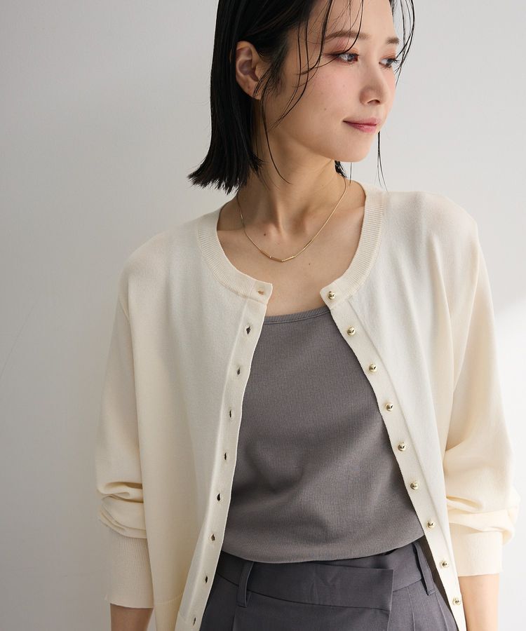 Green Parks「金釦コンパクトニットカーディガン」|カーディガン|White