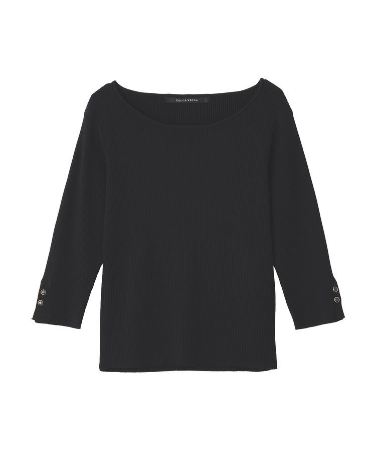 YECCA VECCA「袖釦7分袖リブニット」|ニット・セーター|