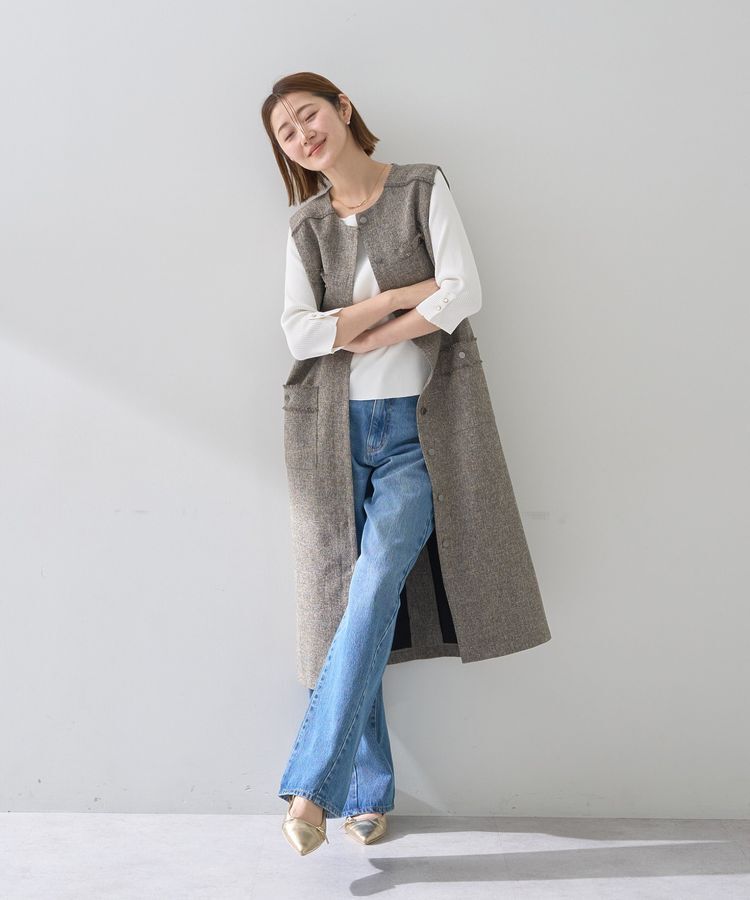 YECCA VECCA「袖釦7分袖リブニット」|ニット・セーター|