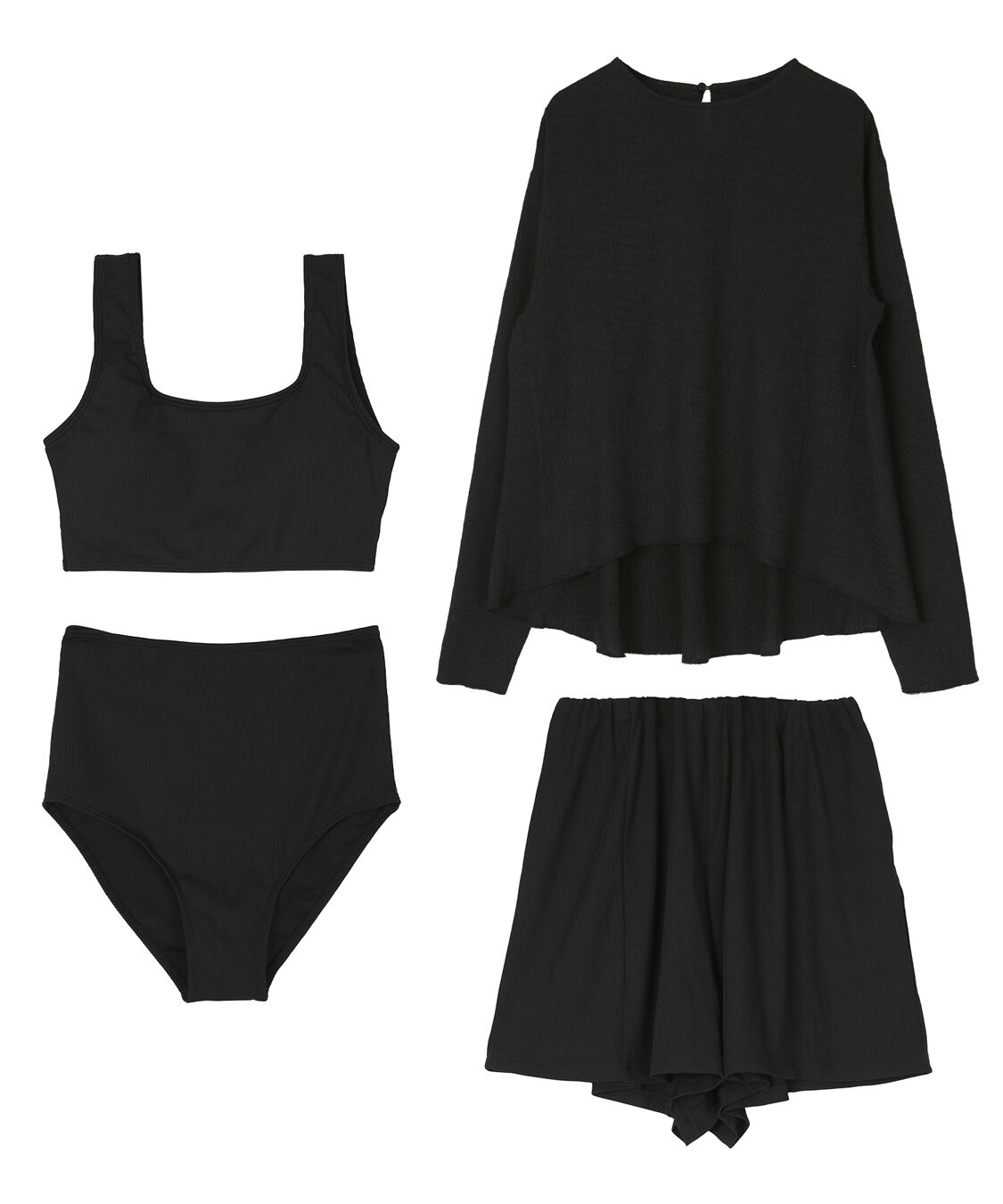 SEA DRESS「4点ｾｯﾄ/ﾍﾑﾗｲﾝﾗｯｼｭｶﾞｰﾄﾞ&times;ﾋﾞｷﾆ/水着」|ビキニ|