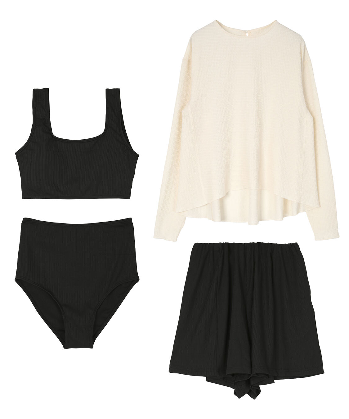 SEA DRESS「4点ｾｯﾄ/ﾍﾑﾗｲﾝﾗｯｼｭｶﾞｰﾄﾞ&times;ﾋﾞｷﾆ/水着」|ビキニ|