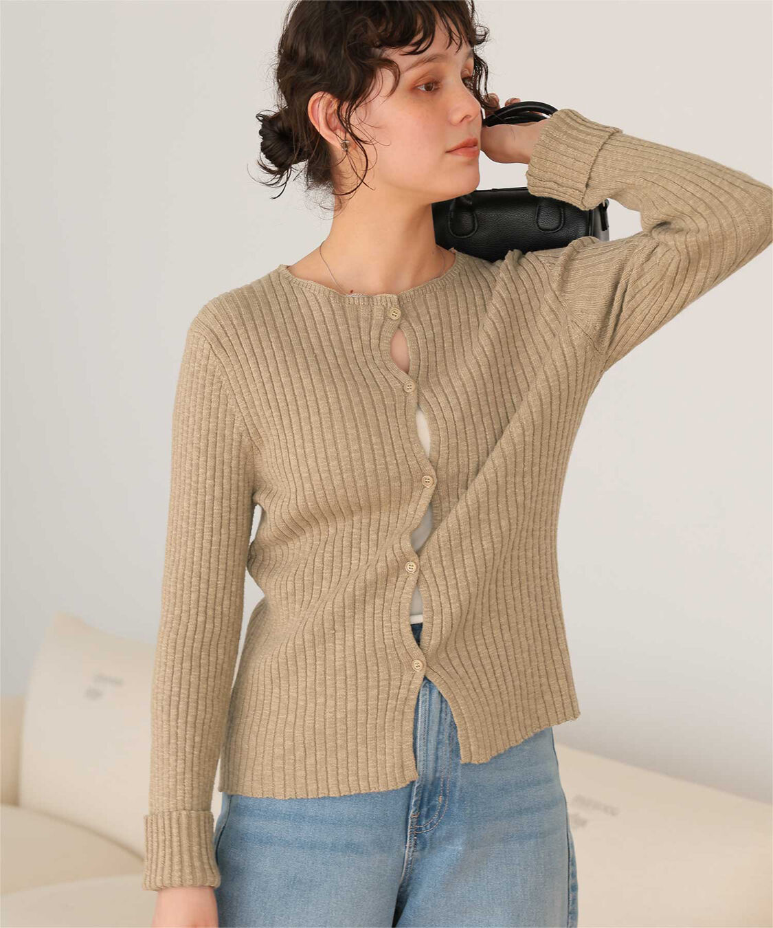 titivate「コンパクトリブニットカーディガン」|ニット・セーター|