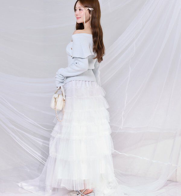  「段々チュールロングスカート」|スカート|