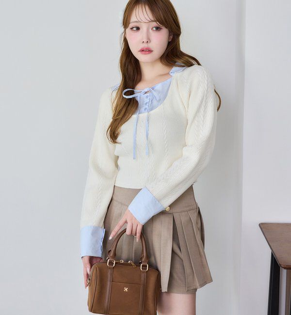  「シャツドッキングレイヤード風ニット」|ニット・セーター|