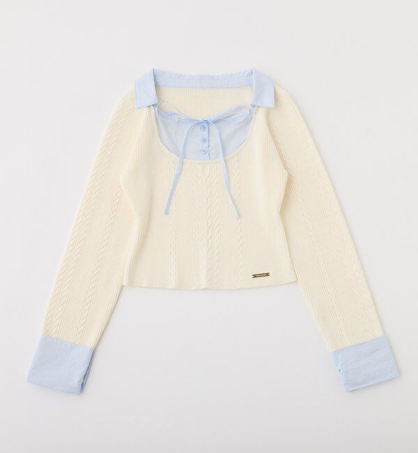  「シャツドッキングレイヤード風ニット」|ニット・セーター|