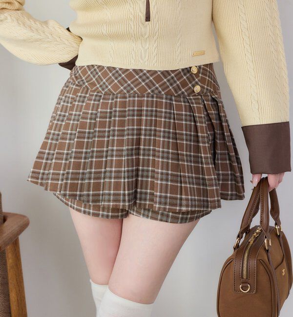  「金ボタンプリーツスカート」|スカート|ベージュ系その他