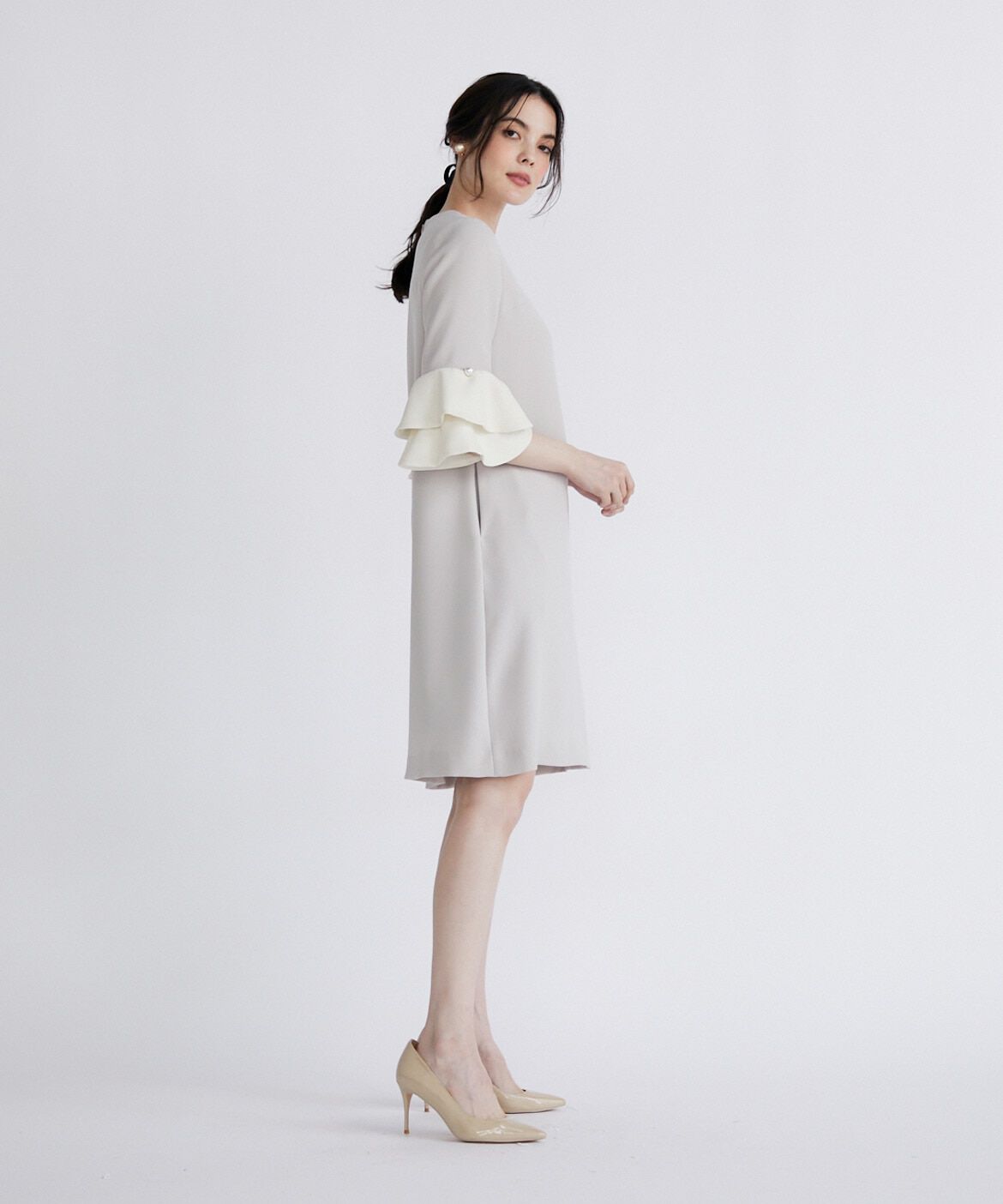 Maglie le cassetto「バイカラー袖フリルワンピース」|ワンピース|