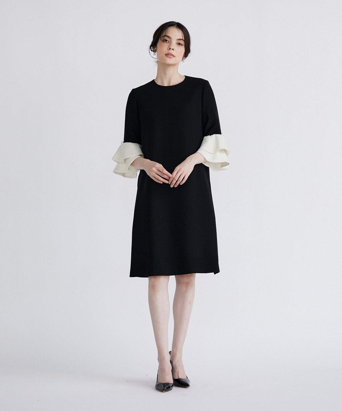 Maglie le cassetto「バイカラー袖フリルワンピース」|ワンピース|