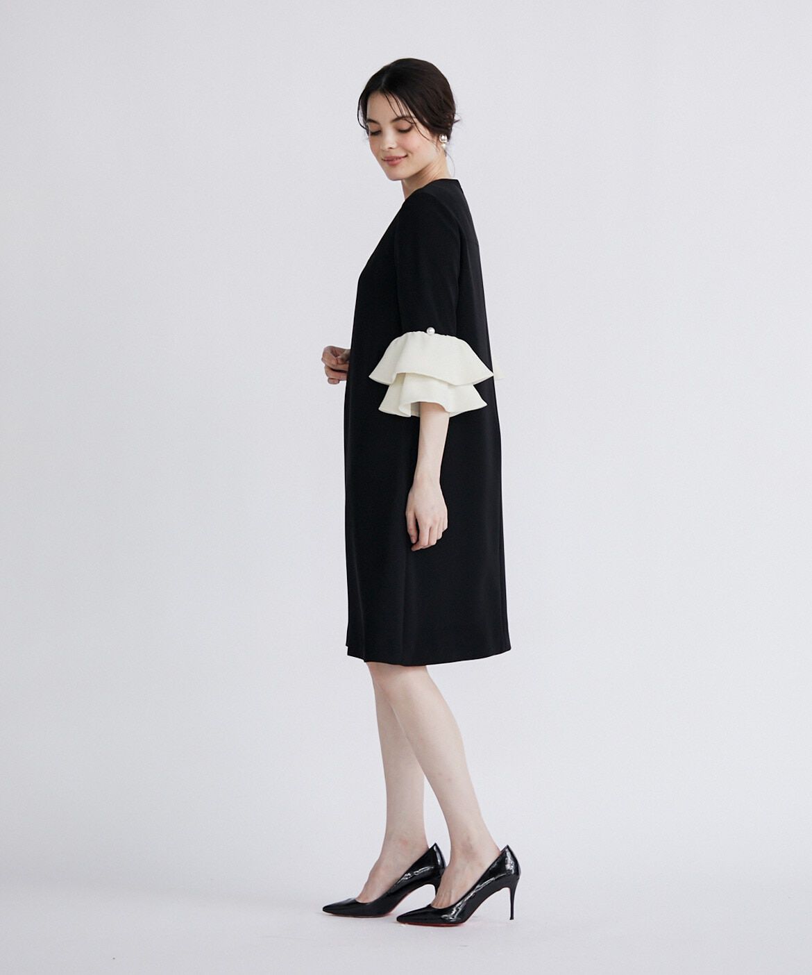 Maglie le cassetto「バイカラー袖フリルワンピース」|ワンピース|