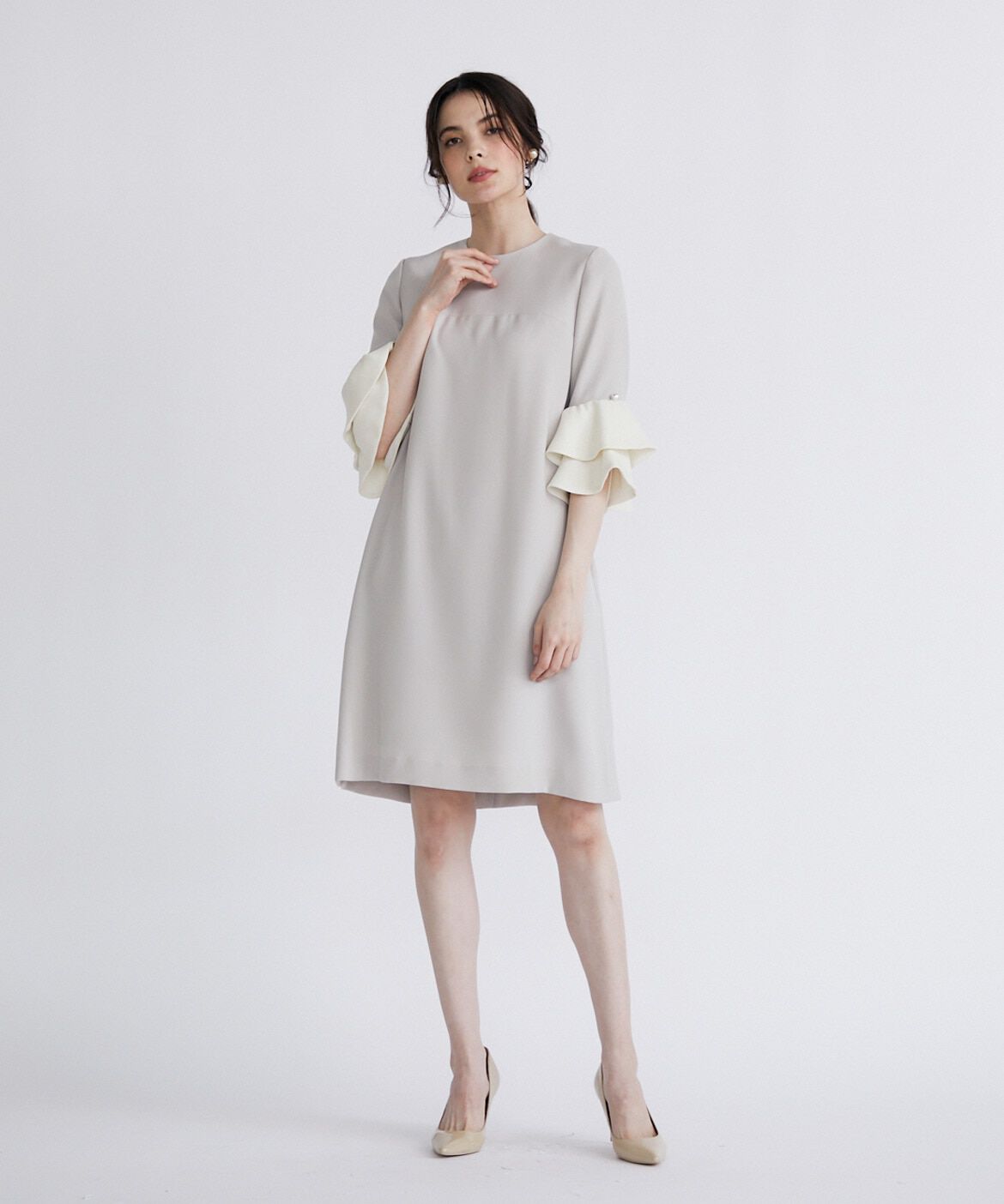 Maglie le cassetto「バイカラー袖フリルワンピース」|ワンピース|