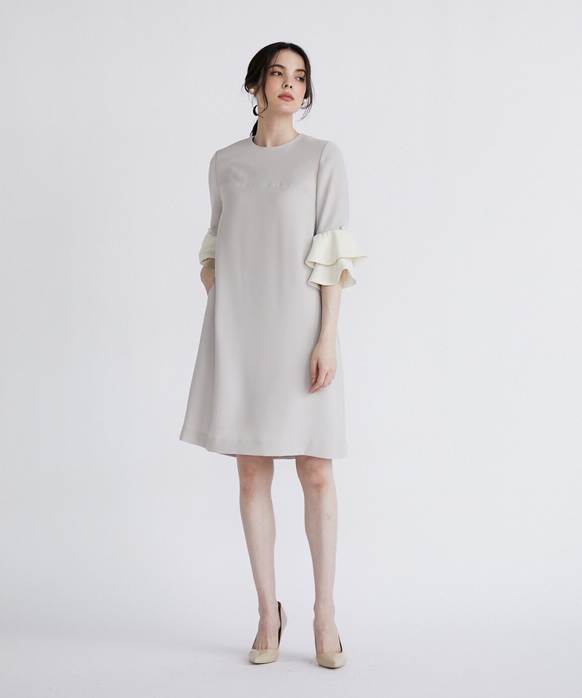 Maglie le cassetto「バイカラー袖フリルワンピース」|ワンピース|