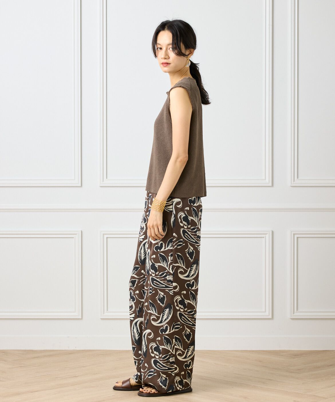 INED「ミニフリンジ付きノースリブニット」|ニット・セーター|