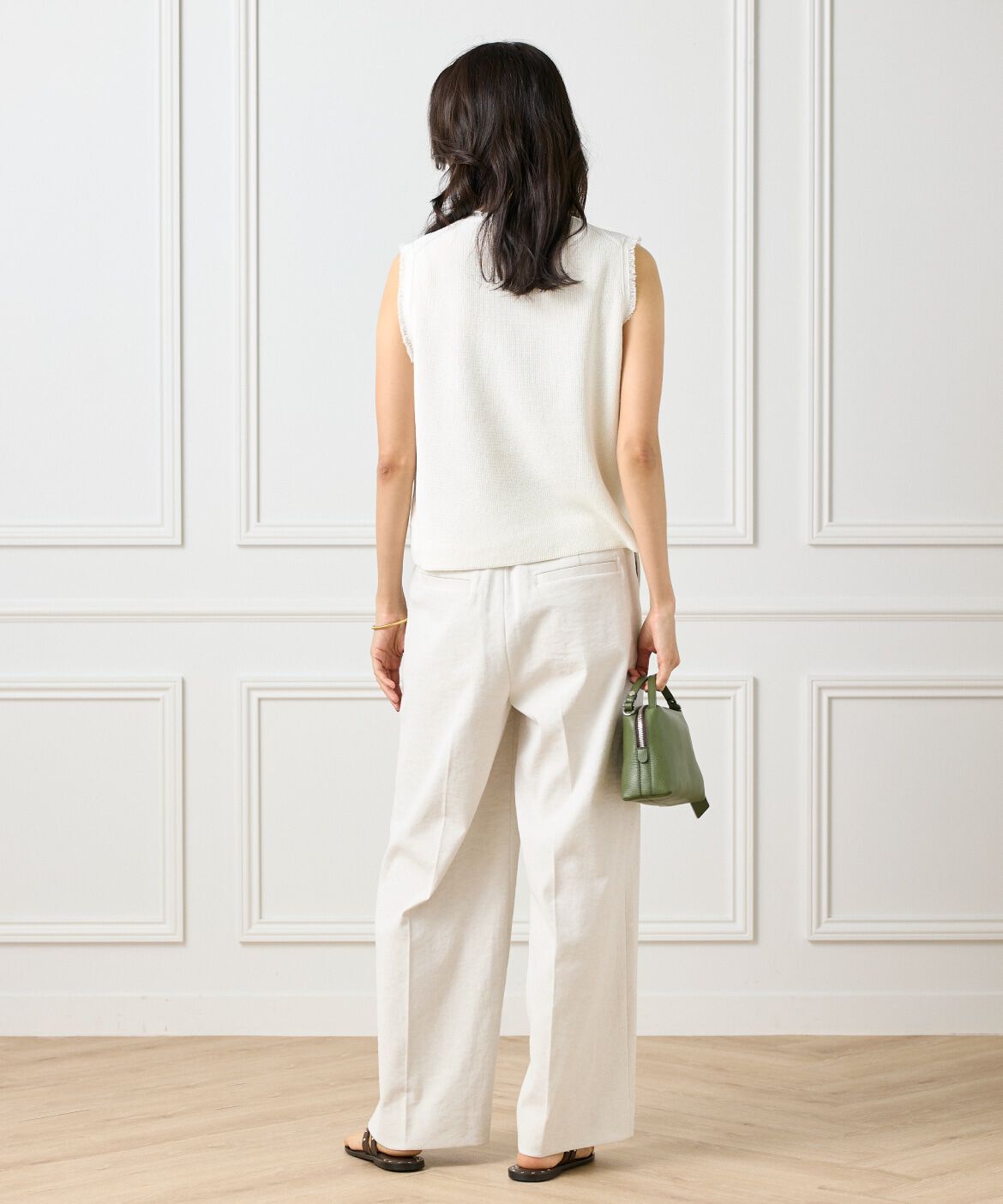 INED「ミニフリンジ付きノースリブニット」|ニット・セーター|